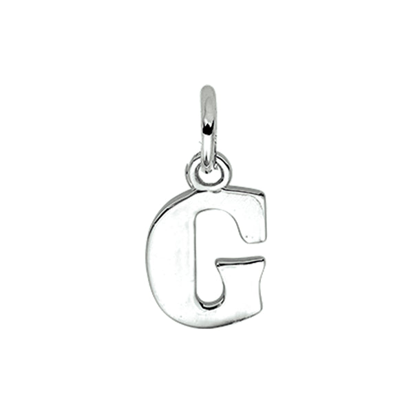 Gerhodineerd Zilveren hanger, Letter G - 8.2 x 12.6 mm