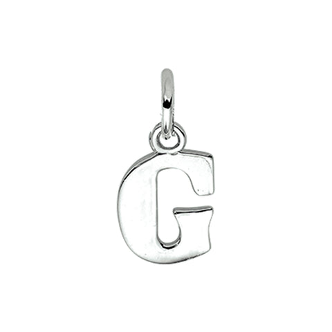 Gerhodineerd Zilveren hanger, Letter G - 8.2 x 12.6 mm