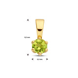 14 Karaat Geelgouden hanger met Geboortesteen Augustus | Peridot |  Formaat 4.2 x 9mm