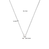 Collier met geboortesteen Maansteen April, Diamant, Gerhodineerd Zilver - Lengte 41+4cm