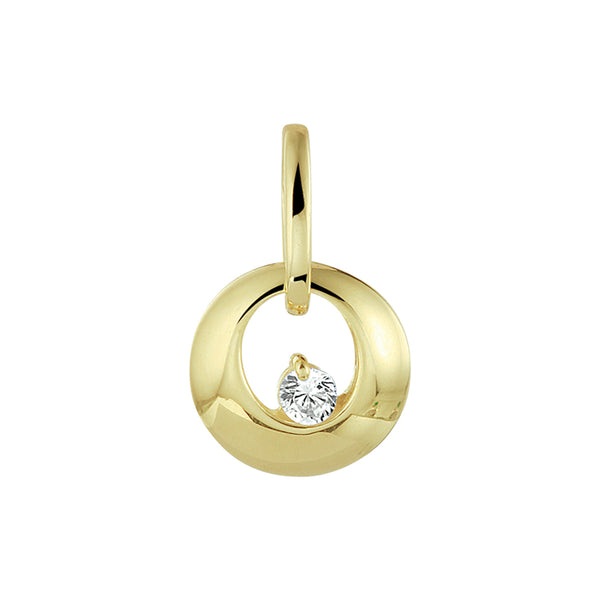 Ronde Hanger van 14 Karaat Geelgoud met Zirkonia - Diameter 10mm