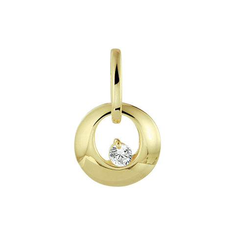 Ronde Hanger van 14 Karaat Geelgoud met Zirkonia - Diameter 10mm