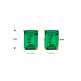 Oorknoppen met Groen Zirkonia met 14 Karaat Geelgoud - Formaat 5x7mm