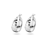 Oorringen van Gediamanteerd Gerhodineerd Zilver - Diameter 18mm Breedte 7mm