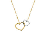 Bicolor collier 40cm+4 - Twee harten - 14Krt. Goud - Geelgoud en Witgoud