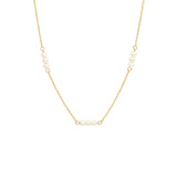 Geelgouden Collier lengte 41cm+4 -  Negen Zoetwater Parels 2.5 mm - 14Krt. Goud