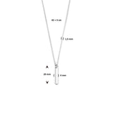 Damescollier van Gerhodineerd Zilver, Ankerschakel 1.5mm met Ovaalvormige hanger - Lengte 42+3cm