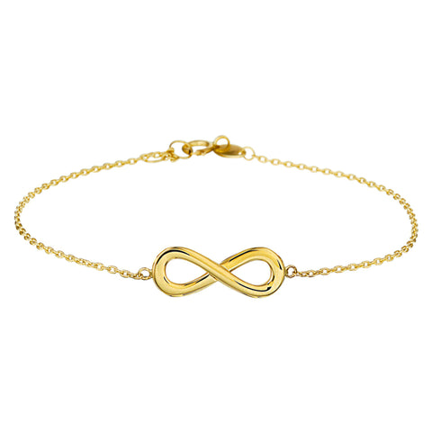 Damesarmband 1mm van 14 Karaat Geelgoud, Infinity - Lengte 17.5+1cm