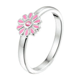 Ring Bloem Roze Zirkonia Zilver Gerhodineerd
