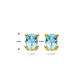 Oorknoppen Blauw Topaas 1.00ct (2x 0.5ct) 14 Karaat Geelgoud - Formaat 4 x 6 mm