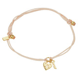 Armband Katoen Hart En Sleutel 13   19 Cm Goud Met Rubber/Nylon/Leer