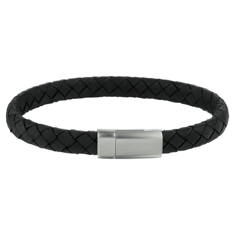 Herenarmband 8mm van Edelstaal en Leer - Lengte 21cm