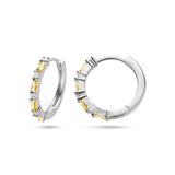 Klapoorringen van Gerhodineerd Zilver met Geel en Wit Zirkonia - Diameter 17mm en Breedte 3mm
