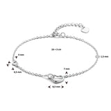 Damesarmband van Gerhodineerd Zilver met Hartjes - Lengte 16+3cm