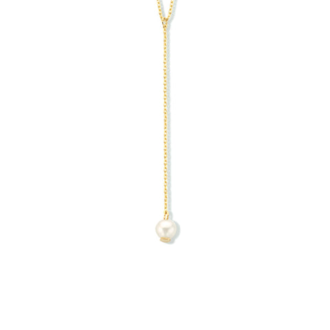 Geelgouden collier lengte 41cm+4 - Zoetwater Parel 4 mm - 14Krt. Goud