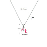 Kindercollier 1.1mm van Gerhodineerd Zilver, Anker schakel met Eenhoorn hanger - Lengte 36+4cm