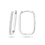 Paperclip klapoorringen met Diamant 0.22ct (2x 0.11ct) van 14 Karaat Witgoud