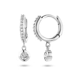 Klapoorringen van Gerhodineerd Zilver met Zirkonia - Diameter 12mm en Breedte 4.5mm - Hoogte 18mm
