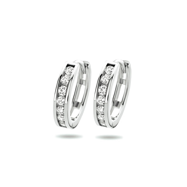 Klapoorringen 3 mm Zirkonia Zilver Gerhodineerd