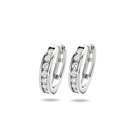 Klapoorringen 3 mm Zirkonia Zilver Gerhodineerd