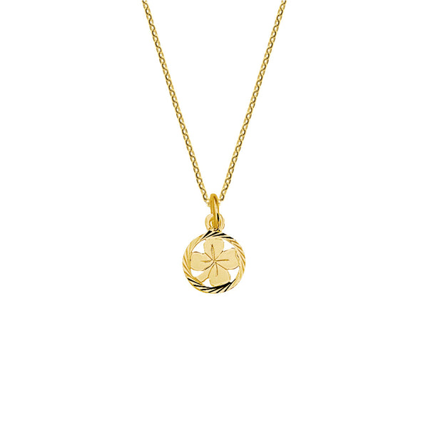 Geelgouden collier lengte 41cm+4 - Klaver kettinghanger - 14Krt. Goud