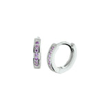 Gerhodineerd Zilveren Klapoorringen met Synthetische Amethist - Formaat 2x9.6mm