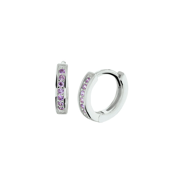 Gerhodineerd Zilveren Klapoorringen met Synthetische Amethist - Formaat 2x9.6mm