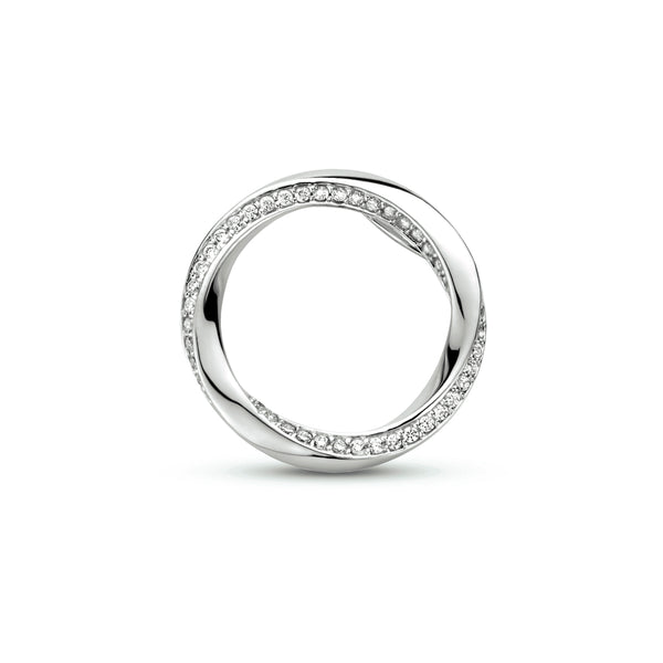 Ronde Hanger met Zirkonia - Gerhodineerd Zilver - Diameter 20mm