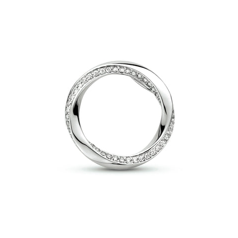 Ronde Hanger met Zirkonia - Gerhodineerd Zilver - Diameter 20mm