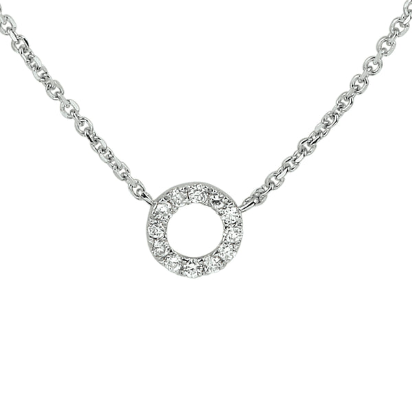 Witgouden collier lengte 41 cm+4 - Anker 0.8 mm - Diamant 0.05ct - 14krt. Goud