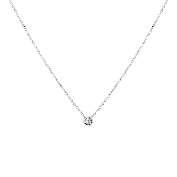 Damescollier 1mm van 14 Karaat Witgoud, Anker schakel met Diamant 0.03ct - Lengte 41+4cm