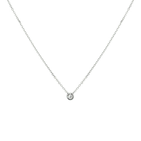 Damescollier 1mm van 14 Karaat Witgoud, Anker schakel met Diamant 0.03ct - Lengte 41+4cm