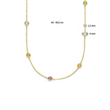 14 Karaat Geelgouden collier met Edelstenen Topaas, Amethist, Citrien, Peridot -Lengte 43+2.5cm