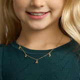 Geelgouden collier lengte 36cm+2 - Vijf Bedels, Hart, Beer, Dolfijn - Anker 1.5 mm - 14Krt. Goud
