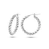 Oorringen van Gerhodineerd Zilver met Gedraaide Buis 3.5mm - Diameter 28mm