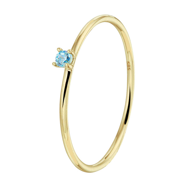 Aanschuifring Blauw Zirkonia Goud (Geelgoud)