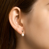 14 Karaat Roségouden Oorhangers met Parel 6.5x10mm - Hoogte 15mm