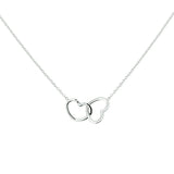 Damescollier 1.2mm van Gerhodineerd Zilver, Ankerschakel met Twee harten - Lengte 40+5cm