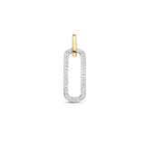 Hanger met Diamant 0.09ct - 14 Karaat Bicolor - Geelgoud met Witgoud - Formaat 7 x 22 mm