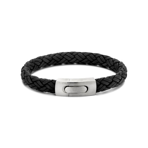 Herenarmband 8.6mm van Edelstaal en Leer - Lengte 20cm