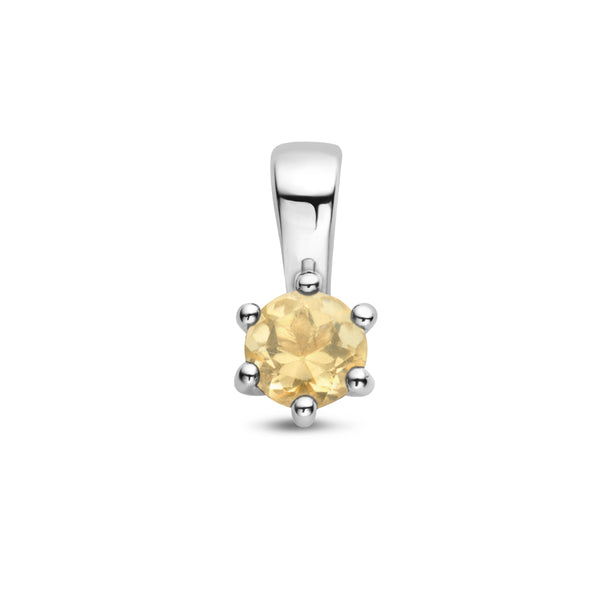 Geboortesteenhanger November - Citrien met Gerhodineerd Zilver - Formaat 5 x 10mm