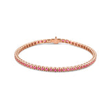 Dames Tennisarmband 3mm van 14 Karaat Roségoud, Robijn 1.984ct - Lengte 18cm