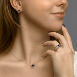 Gerhodineerd Zilveren hanger met Onyx - formaat 13 mm