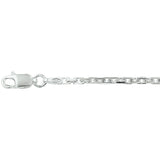 Zilveren collier lengte 45 cm - Anker Gediamanteerd 2,1 mm -  Zilver Wit