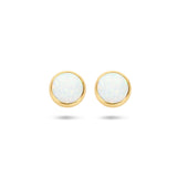 Oorknoppen met Wit Opaliet, 14 Karaat Geelgoud - Diameter 6mm