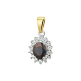 Bicolor Geel- en Witgouden Hanger met Saffier 0.50ct en Diamant 0.10ct - Formaat 4x14mm
