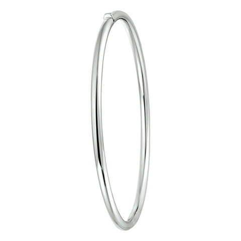 Damesarmband 3mm, Bangle van van 14 Karaat Witgoud, Ronde buis met scharnier - Diameter 60mm