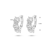 Klapoorringen van Gerhodineerd Zilver met Zirkonia - Formaat 4x11mm