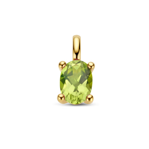 14 Karaat Geelgouden hanger met Peridot 0.70ct - Formaat 5.5 x 12 mm