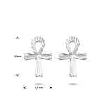 Oorknoppen Ankh Kruis van Gediamanteerd 925 Zilver - Formaat 6.5x10mm